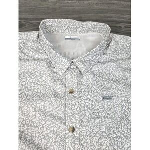 Columbia PFG Shirt Mens 2X Gray Omni Shade SS Button Vented All Over Print